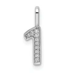 14k White Gold Diamond Number 1 Pendant - 2