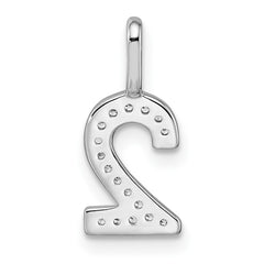 14k White Gold Diamond Number 2 Pendant