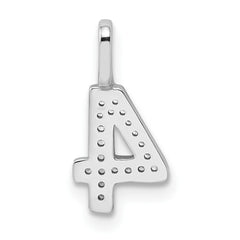 14k White Gold Diamond Number 4 Pendant