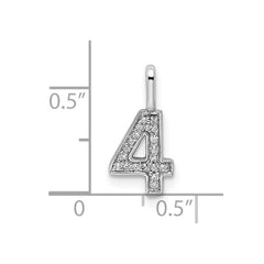 14k White Gold Diamond Number 4 Pendant