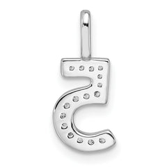 14k White Gold Diamond Number 5 Pendant
