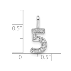 14k White Gold Diamond Number 5 Pendant