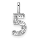 14k White Gold Diamond Number 5 Pendant
