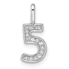 14k White Gold Diamond Number 5 Pendant