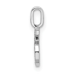 14k White Gold Diamond Number 6 Pendant - 2