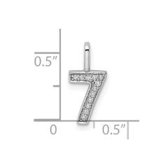 14k White Gold Diamond Number 7 Pendant - 2