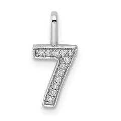 14k White Gold Diamond Number 7 Pendant - 2