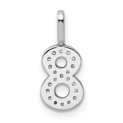 14k White Gold Diamond Number 8 Pendant - 2