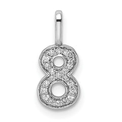 14k White Gold Diamond Number 8 Pendant - 2