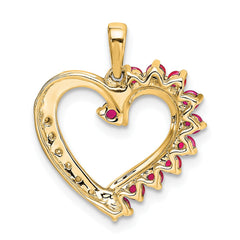 14k Yellow Gold Ruby and Diamond Heart Pendant