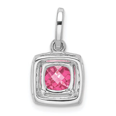 14k White Gold Pink Tourmaline & Diamond Pendant