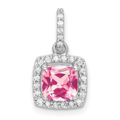 14k White Gold Pink Tourmaline & Diamond Pendant