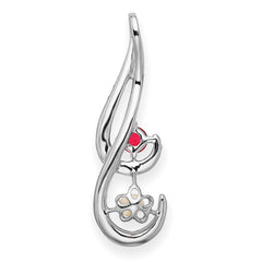 14k White Gold FWC Pearl Ruby & Diamond Slide