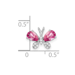 14k White Gold Pink Tourmaline & Diamond Butterfly Chain Slide