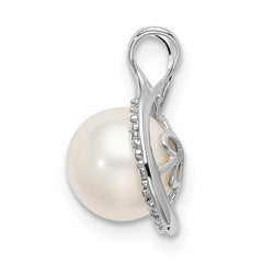 14k White Gold Freshwater Cultured Pearl & Diamond Chain Slide - 2