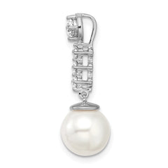 14k White Gold Freshwater Cultured Pearl & Diamond Chain Slide