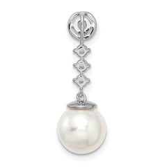 14k White Gold Freshwater Cultured Pearl & Diamond Chain Slide