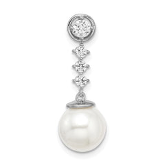 14k White Gold Freshwater Cultured Pearl & Diamond Chain Slide