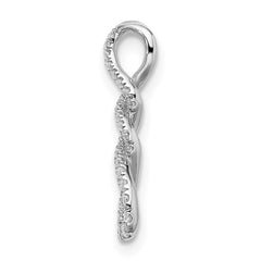 14k White Gold 1/8 carat Diamond Fancy Twist Chain Slide