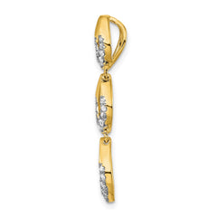 14k Polished 1/4 carat Diamond Triple Oval Chain Slide