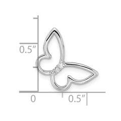 14k White Gold Polished Butterfly Diamond Chain Slide