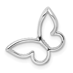 14k White Gold Polished Butterfly Diamond Chain Slide - 2