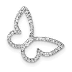 14k White Gold Polished Butterfly Diamond Chain Slide - 2