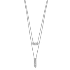 14k White Gold 3/8 carat Baguette Diamond Double Strand 18 inch Necklace