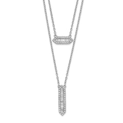 14k White Gold 3/8 carat Baguette Diamond Double Strand 18 inch Necklace