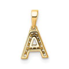 14K Diamond Letter A Initial with Bail Pendant