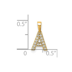 14K Diamond Letter A Initial with Bail Pendant