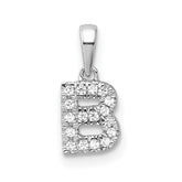 14K White Gold Diamond Letter B Initial with Bail Pendant