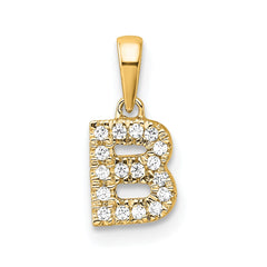 14K Diamond Letter B Initial with Bail Pendant