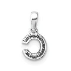 14K White Gold Diamond Letter C Initial with Bail Pendant