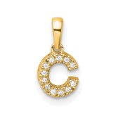 14K Diamond Letter C Initial with Bail Pendant