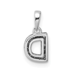 14K White Gold Diamond Letter D Initial with Bail Pendant