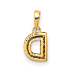 14K Diamond Letter D Initial with Bail Pendant