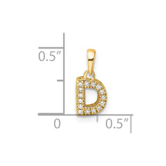 14K Diamond Letter D Initial with Bail Pendant