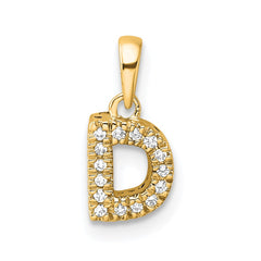 14K Diamond Letter D Initial with Bail Pendant