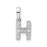 14K White Gold Diamond Letter H Initial with Bail Pendant