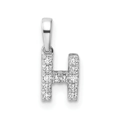 14K White Gold Diamond Letter H Initial with Bail Pendant