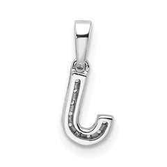 14K White Gold Diamond Letter J Initial with Bail Pendant