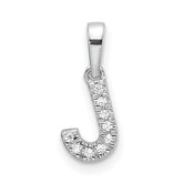 14K White Gold Diamond Letter J Initial with Bail Pendant