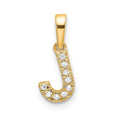 14K Diamond Letter J Initial with Bail Pendant