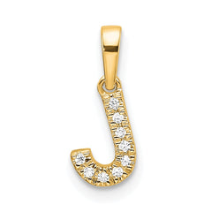 14K Diamond Letter J Initial with Bail Pendant