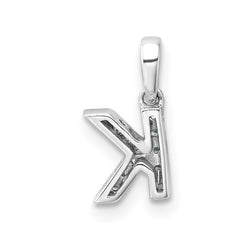 14K White Gold Diamond Letter K Initial with Bail Pendant