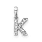 14K White Gold Diamond Letter K Initial with Bail Pendant