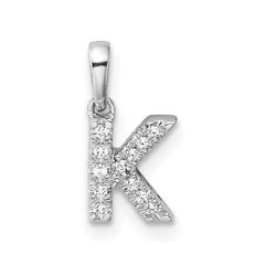 14K White Gold Diamond Letter K Initial with Bail Pendant