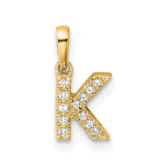 14K Diamond Letter K Initial with Bail Pendant