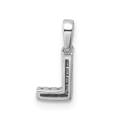 14K White Gold Diamond Letter L Initial with Bail Pendant